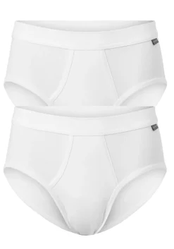 SCHIESSER Cotton Essentials Feinripp sportslips (2-pack), met gulp, wit