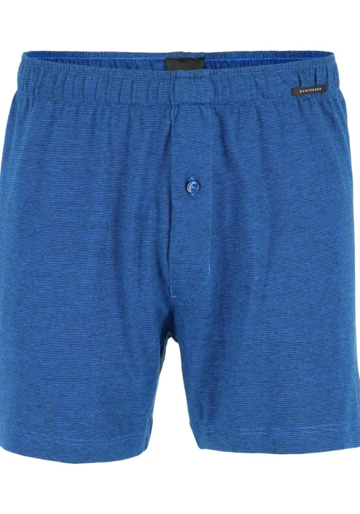 SCHIESSER Cotton Essentials boxershorts wijd (2-pack), tricot, zwart en blauw fijn gestreept