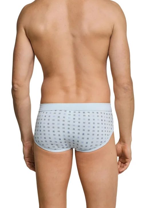 SCHIESSER Cotton Essentials sportslips (2-pack), Feinribb met gulp, lichtblauw geblokt