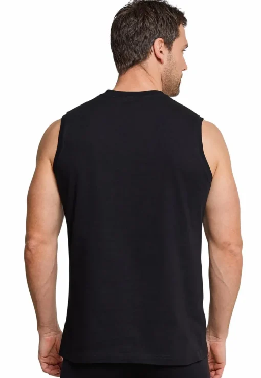 SCHIESSER Cotton Essentials singlet (2-pack), heren shirt mouwloos, muscle shirt zwart
