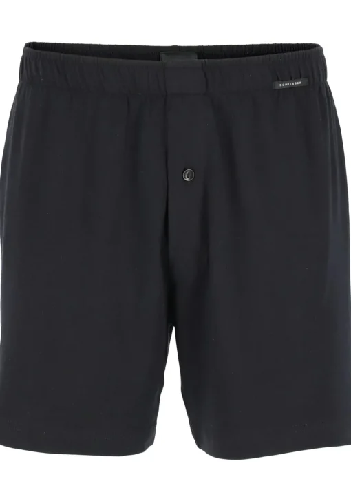 SCHIESSER Cotton Essentials boxershorts wijd (2-pack), tricot, zwart en blauw fijn gestreept
