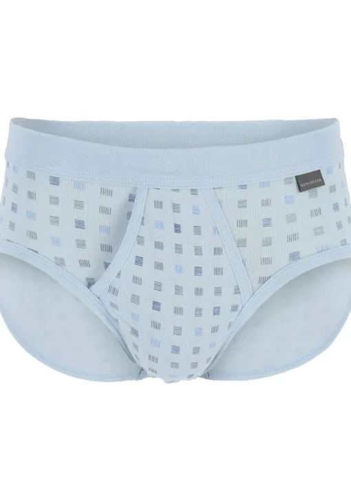 SCHIESSER Cotton Essentials sportslips (2-pack), Feinribb met gulp, lichtblauw geblokt