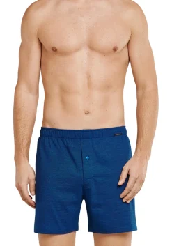 SCHIESSER Cotton Essentials boxershorts wijd (2-pack), tricot, zwart en blauw fijn gestreept