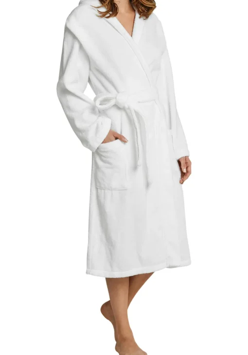 SCHIESSER dames badjas, dik badstof, capuchon, wit
