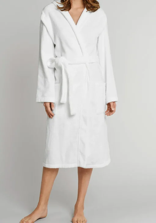 SCHIESSER dames badjas, dik badstof, capuchon, wit