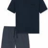 SCHIESSER Ebony shortamaset, heren shortama jersey blauw
