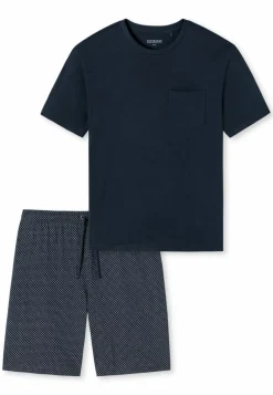 SCHIESSER Ebony shortamaset, heren shortama jersey blauw