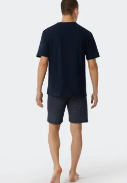 SCHIESSER Ebony shortamaset, heren shortama jersey blauw