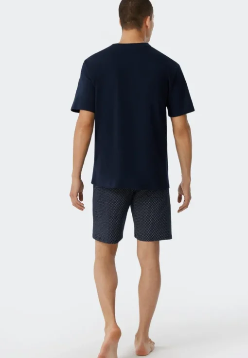 SCHIESSER Ebony shortamaset, heren shortama jersey blauw