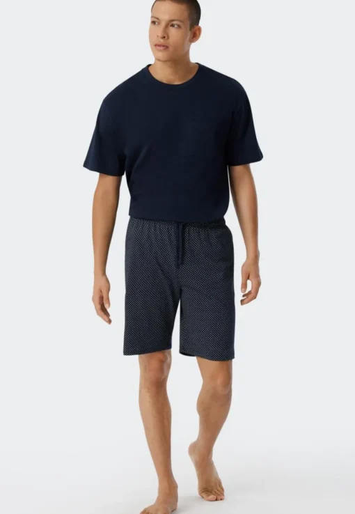 SCHIESSER Ebony shortamaset, heren shortama jersey blauw