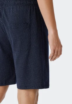 SCHIESSER Ebony shortamaset, heren shortama jersey blauw