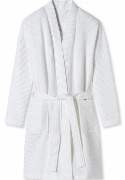 SCHIESSER Essentials badjas, dames badjas wafelpique wit
