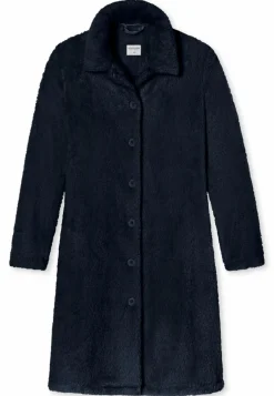 SCHIESSER Essentials badjas, dames kamerjas teddyfleece donkerblauw