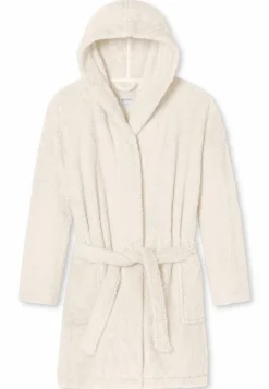 SCHIESSER Essentials badjas, dames kamerjas teddyfleece comfort fit gebroken wit