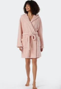 SCHIESSER Essentials badjas, dames kamerjas teddy fleece comfort fit roze
