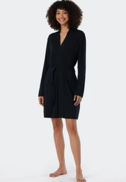 SCHIESSER Essentials badjas, dames kamerjas modal zwart