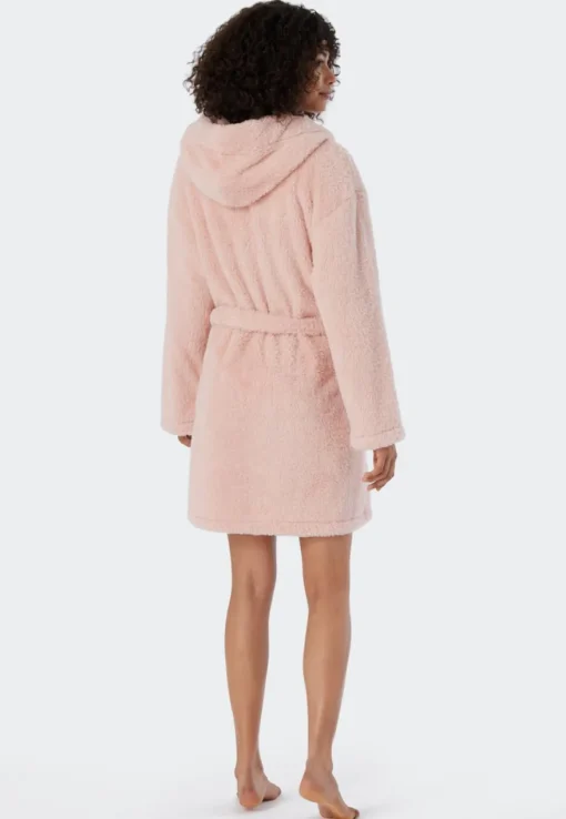 SCHIESSER Essentials badjas, dames kamerjas teddy fleece comfort fit roze