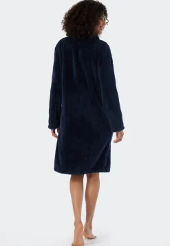 SCHIESSER Essentials badjas, dames kamerjas teddyfleece donkerblauw