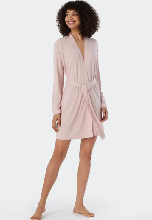SCHIESSER Essentials badjas, dames kamerjas modal roze
