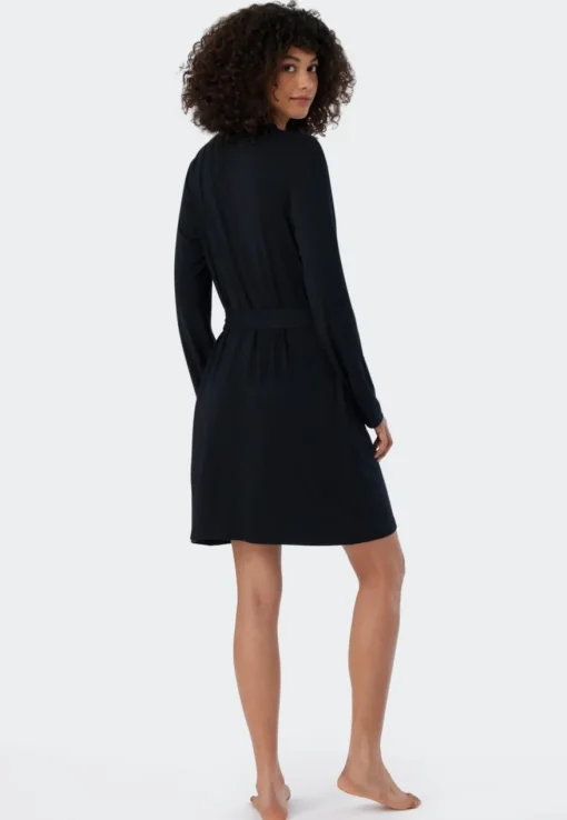 SCHIESSER Essentials badjas, dames kamerjas modal zwart