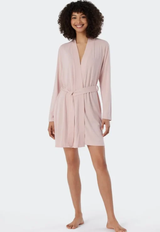 SCHIESSER Essentials badjas, dames kamerjas modal roze
