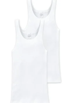 SCHIESSER Essentials singlets (2-pack), Doppelribb, wit
