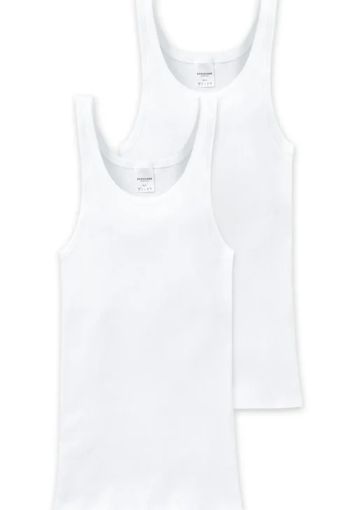 SCHIESSER Essentials singlets (2-pack), Doppelribb, wit