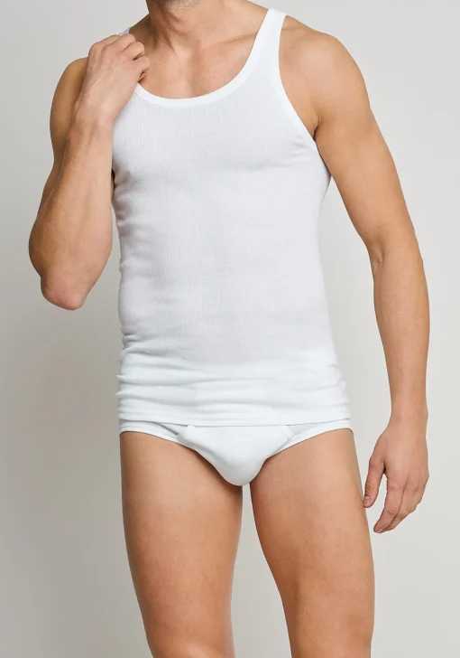 SCHIESSER Essentials singlets (2-pack), Doppelribb, wit