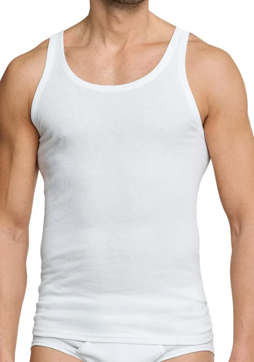 SCHIESSER Essentials singlets (2-pack), Doppelribb, wit