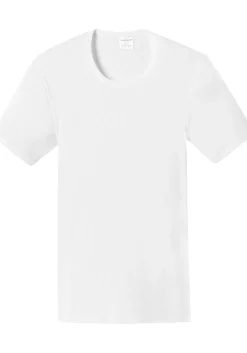 SCHIESSER Essentials T-shirt (1-pack), Doppelribb met O-hals, wit