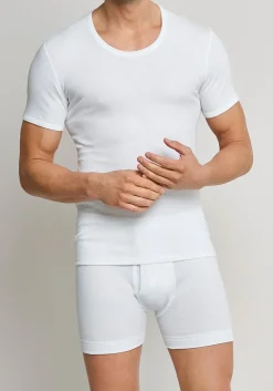 SCHIESSER Essentials T-shirt (1-pack), Doppelribb met O-hals, wit