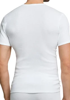 SCHIESSER Essentials T-shirt (1-pack), Doppelribb met O-hals, wit