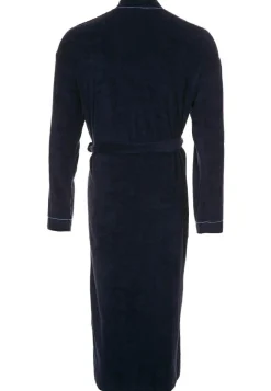 SCHIESSER heren badjas, badstof, blauw met contrastbies