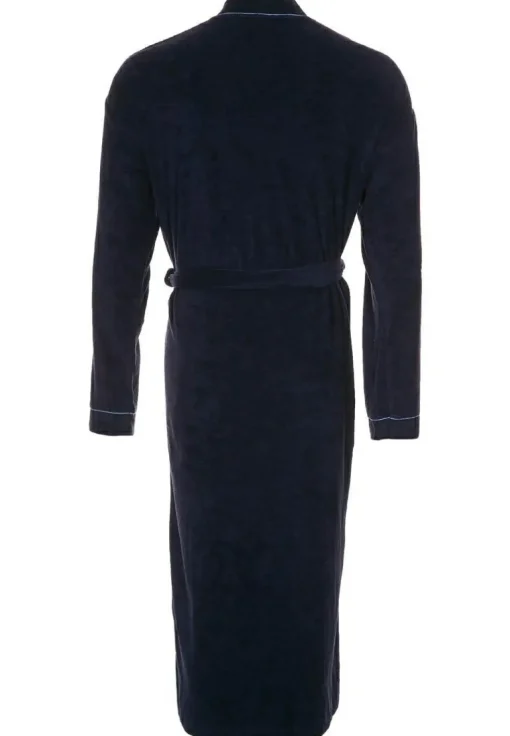 SCHIESSER heren badjas, badstof, blauw met contrastbies