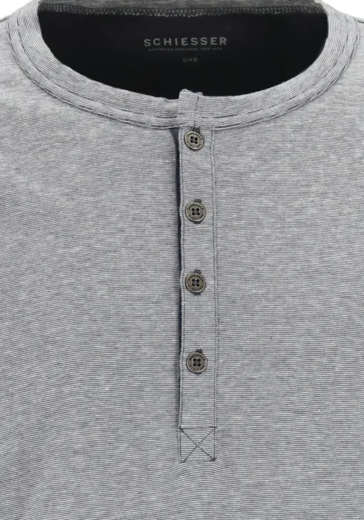 SCHIESSER heren pyjama, O-hals met knoopjes, grijs
