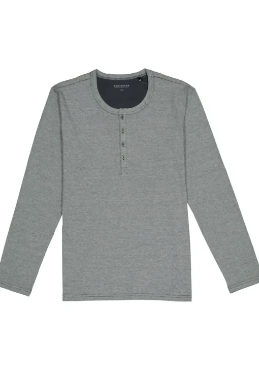 SCHIESSER heren pyjama, O-hals met knoopjes, grijs