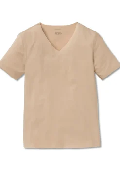 SCHIESSER Laser Cut T-shirt (1-pack), naadloos met diepe V-hals, beige