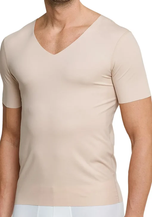 SCHIESSER Laser Cut T-shirt (1-pack), naadloos met diepe V-hals, beige