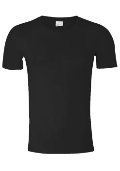 SCHIESSER Long Life Cotton T-shirt (1-pack), V-hals, zwart