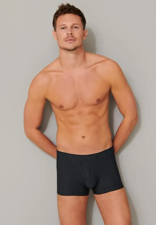 SCHIESSER Long Life Soft boxer (1-pack), heren blauw en zwart gestreepte short