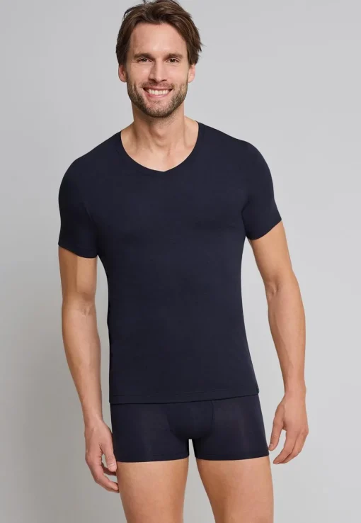 SCHIESSER Long Life Soft T-shirt (1-pack), heren shirt korte mouwen blauwzwart