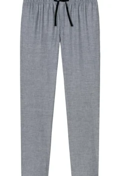 SCHIESSER Mix+Relax lounge broek, lange pijpen, dun niet elastisch, zwart met wit visgraat dessin