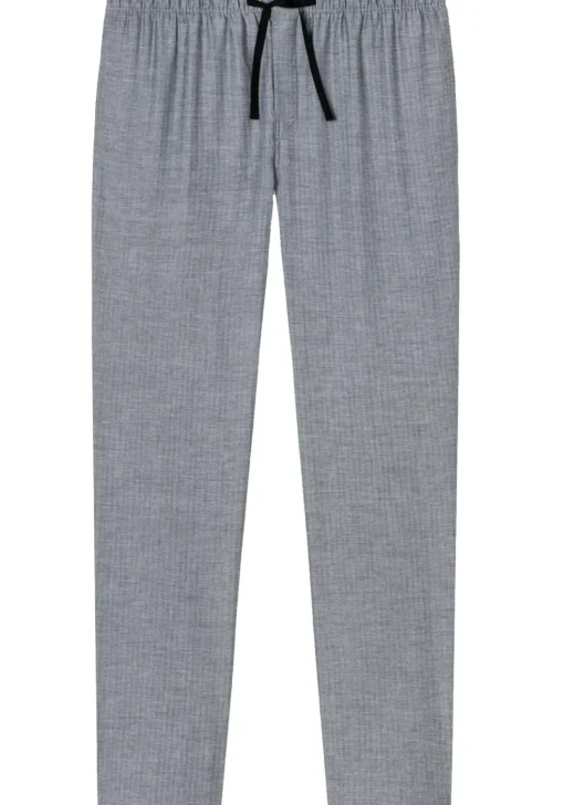 SCHIESSER Mix+Relax lounge broek, lange pijpen, dun niet elastisch, zwart met wit visgraat dessin