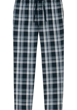 SCHIESSER Mix+Relax lounge broek, lange pijpen, dun niet elastisch, blauw geruit