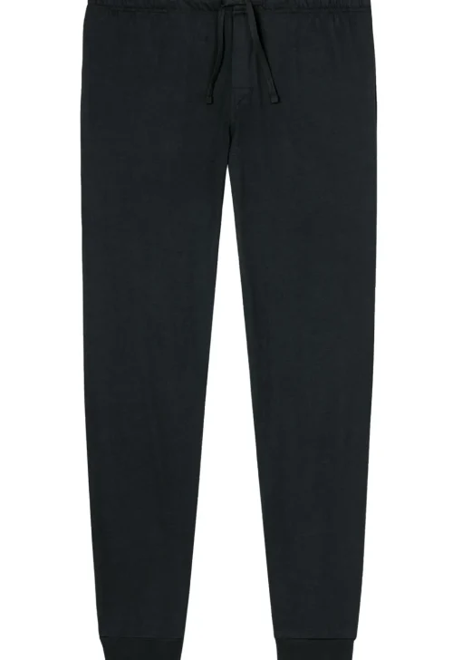 SCHIESSER Mix+Relax lounge broek, lange pijpen met boord, dun, zwart