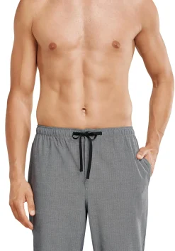 SCHIESSER Mix+Relax lounge broek, lange pijpen, dun niet elastisch, zwart met wit visgraat dessin