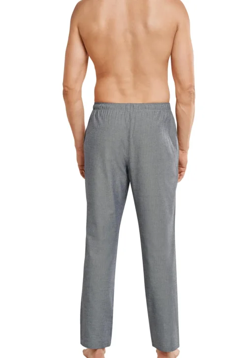 SCHIESSER Mix+Relax lounge broek, lange pijpen, dun niet elastisch, zwart met wit visgraat dessin