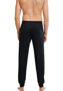 SCHIESSER Mix+Relax lounge broek, lange pijpen met boord, dun, zwart