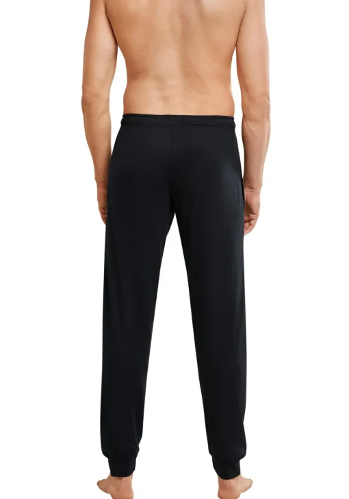 SCHIESSER Mix+Relax lounge broek, lange pijpen met boord, dun, zwart
