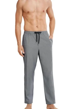 SCHIESSER Mix+Relax lounge broek, lange pijpen, dun niet elastisch, zwart met wit visgraat dessin